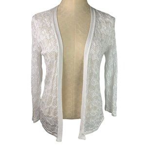 XS JM Collection Women's White Loose Knit Open Cardigan